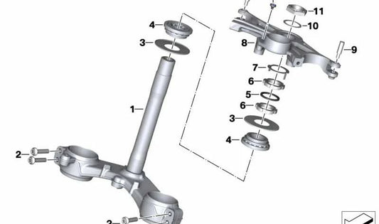 Tija superior OEM 31425A69A72 para BMW Motorrad R 18 B, R 18 Transcontinental. Original BMW Motorrad.