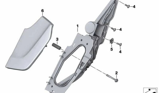 Soporte protección pies derecho OEM 46637705412 para motos BMW K 1600 GT, K 1600 GTL. Original BMW Motorrad.