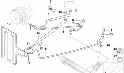 Tubo hidráulico dirección asistida OEM 32411094841 para BMW Serie 5 E39 (520i, 523i) con motor M52. Compatible con modelos manuales y automáticos. Original BMW.