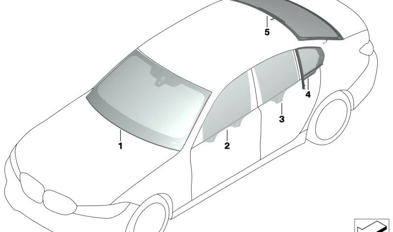 Luneta trasera verde para BMW G20, G80 (OEM 51317427879). Original BMW