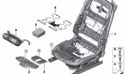 Soporte de muelle para asiento OEM 52107321955 para BMW F33, F83, F06, F12, F13. Pieza original BMW.
