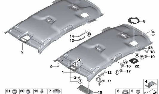 RIGHT PARASOLS WITH OEM Tag 5145A3BCC2 Gray for BMW 2 F46 and X1 F48 series. Original BMW.