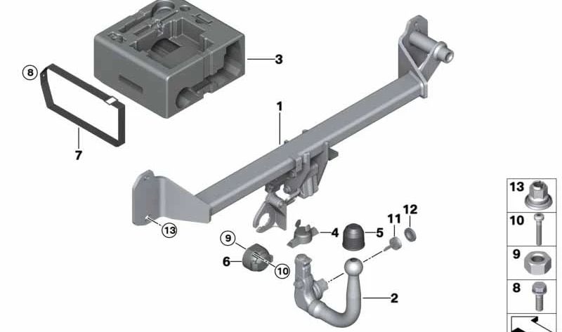 Rear Storage Rack Preparation Crossmember for BMW F48, F48N (OEM 71606868625). Original BMW