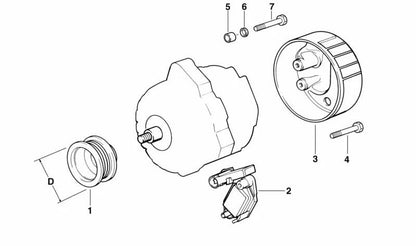 Polea del alternador OEM 12317789982 para BMW E46, E90, E91, E92, E60, E61, E63, E64, E65, E66, E83, E53. Original BMW. Ideal para sustituir la polea dañada del alternador.