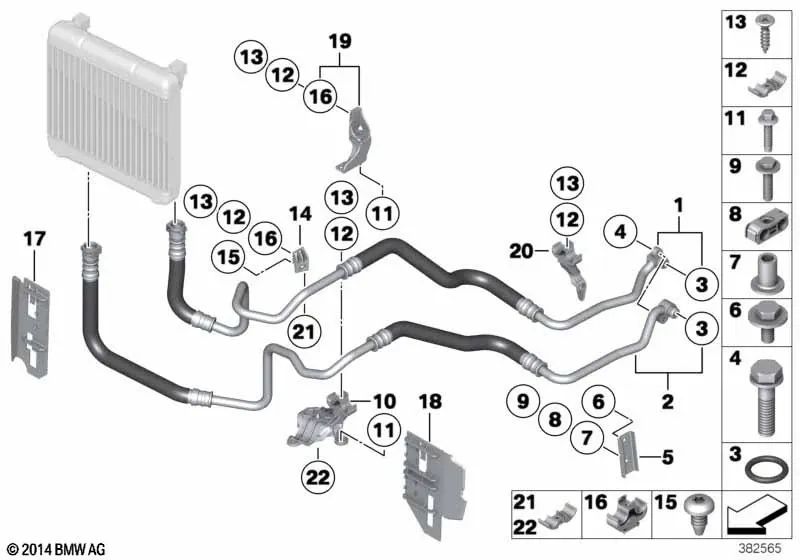 Suporte de linha do resfriador de óleo para BMW F07, F10, F11, F06, F12, F13, F01N, F02N (OEM 17227591711). BMW original