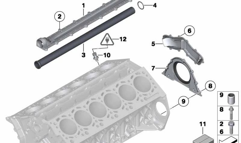 Juego de juntas para bloque motor sin amianto OEM 11112162453 para BMW F01, F01N, F02, F02N. Original BMW.