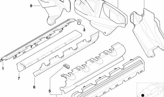 Espuma cubre inyectores OEM 11147785637 para BMW E38 740d. Pieza de aislamiento acústico del motor. Original BMW.