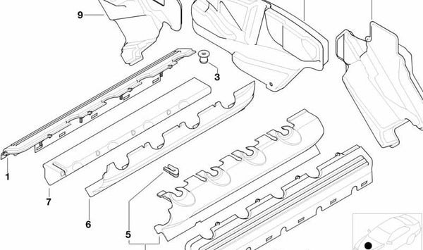 Tubo conector OEM 11142248502 para BMW E38, E65. Pieza del sistema de insonorización del motor. Original BMW.
