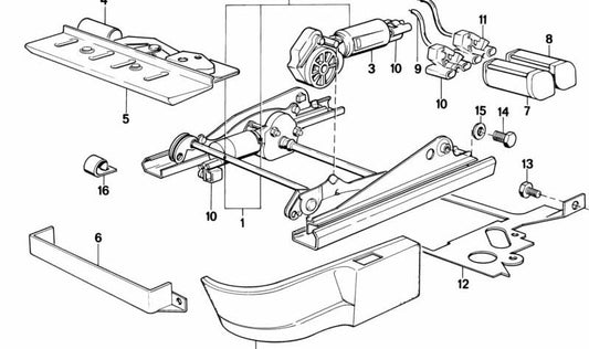 Eje ajuste respaldo asiento OEM 52101940405 para BMW E24, E28. Pieza original BMW. Compatible con asientos deportivos con regulación eléctrica de altura.
