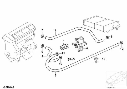 Tubo de conexión para válvula de agua y radiador OEM 64212229845 para BMW Z3 (E36). Original BMW.