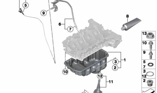 M10 OEM Gefangenenschraube 1143761199 für BMW F20, F20N, F21, F21N, F30, F30N, F31, F35, F35N. Original BMW Stück. Ideal für Armaturen im Ölkurbel.