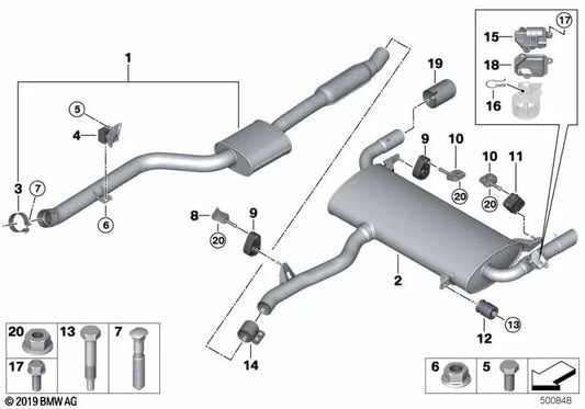Silencieux arrière avec soupape d'échappement pour BMW X3 G01N (OEM 18309846287). BMW d'origine