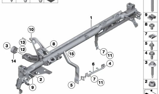Travesaño soporte salpicadero OEM 51712991211 para BMW X1 E84. Original BMW.