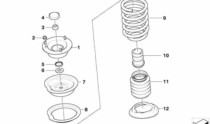 Muelles de suspensión delanteros OEM 31336761212 para BMW E60, E61. Original BMW.
