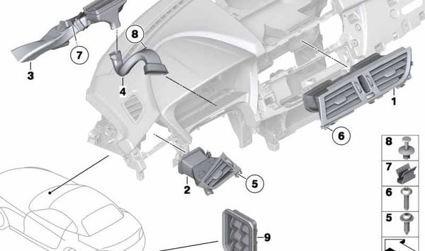 Rejilla de ventilación izquierda OEM 64229287065 para BMW Z4 E89. Original BMW