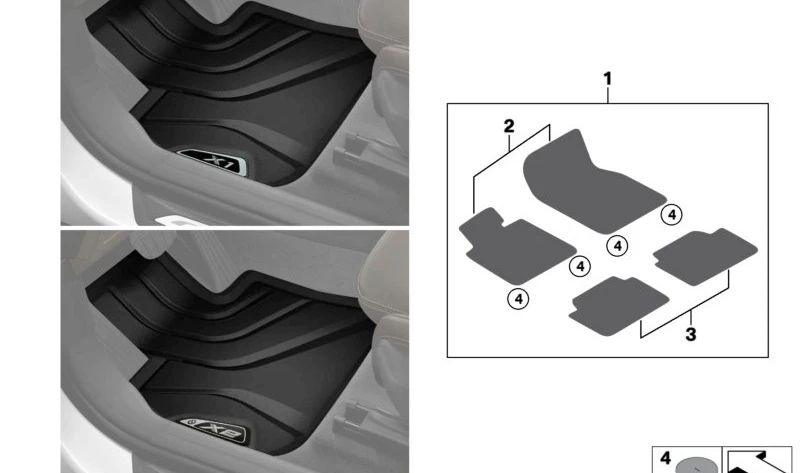 Tous les tapis climatiques pour BMW F48, F48N (OEM 51472406753). BMW d'origine