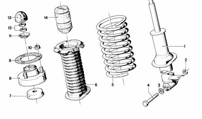 Cojinete de suspensión delantero OEM 37121126728 para BMW E12, E28, E24, E23. Original BMW.