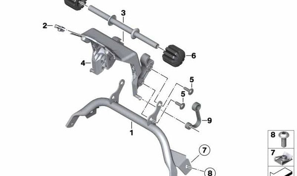 Portador trasero OEM 52537681670 para motos BMW R 1200 RT (2004-2014), R 900 RT (2010-2013). Original BMW Motorrad.