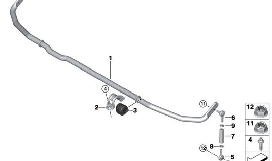Soporte de estabilizador OEM 33552284619 para BMW E46. Original BMW.