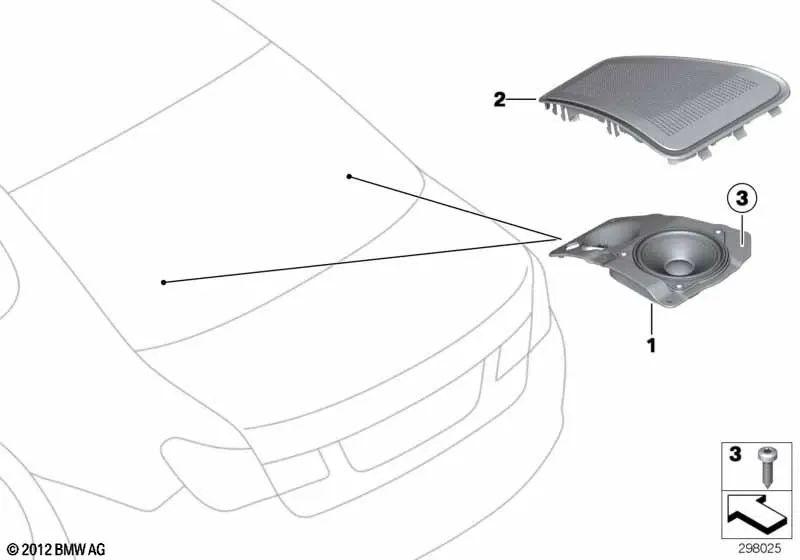 Right High End speaker holder for BMW F01N, F02N (OEM 65139266060). Genuine BMW.