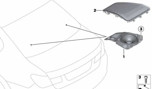 Right speaker cover OEM 65139276532 for BMW F01, F02. Original BMW.