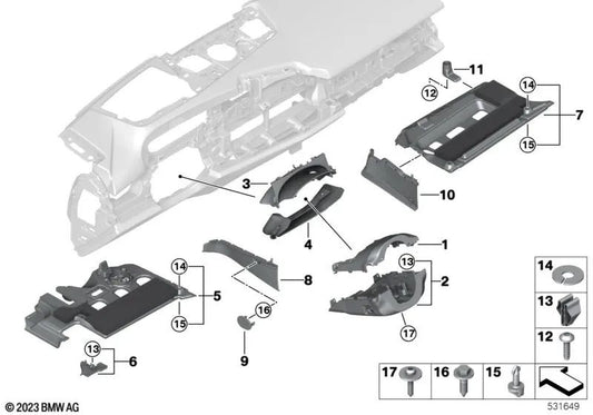 Pedal Mechanism Cover for BMW 5 Series G60, 7 Series G70 (OEM 51459870543). Original BMW.