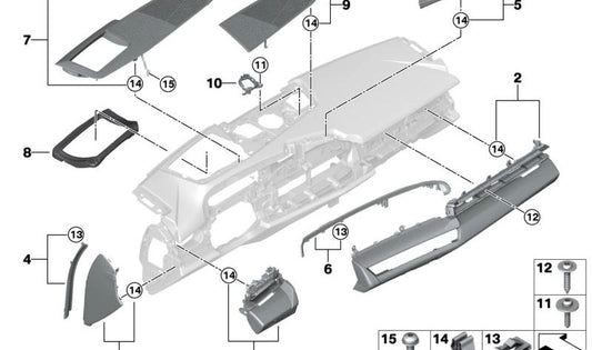 I-Tafel Alu Rhombicle Passagier für BMW 5 G60-Serie, G61, G90 (OEM 51459640040). Original BMW