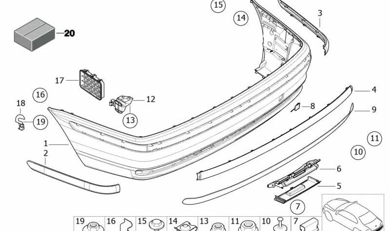 Tapa gancho de remolque imprimada OEM 51128215120 para BMW E46. Original BMW.