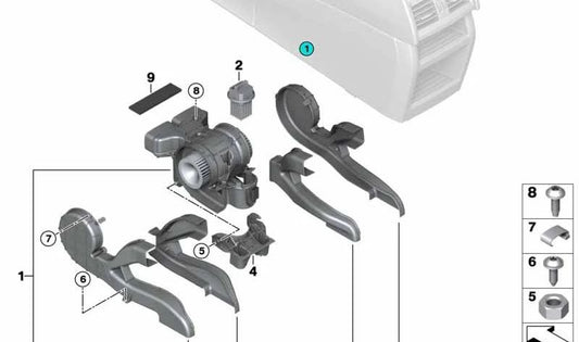 Carcasa calefacción trasera OEM 64119139197 para BMW E71, E72, F16, F86. Original BMW.