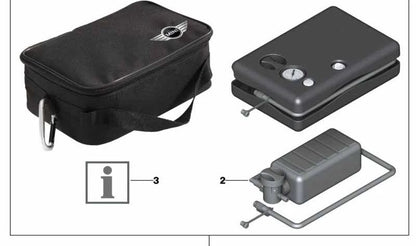 Kit reparación pinchazos (Reifen Mobility Set) OEM 71105A34B49 para MINI F55, F56, F57, F54, F60, F65, F66, F67, R50, R52, R53, R55, R56, R57, R58, R59, R60, R61, U25. Original MINI.