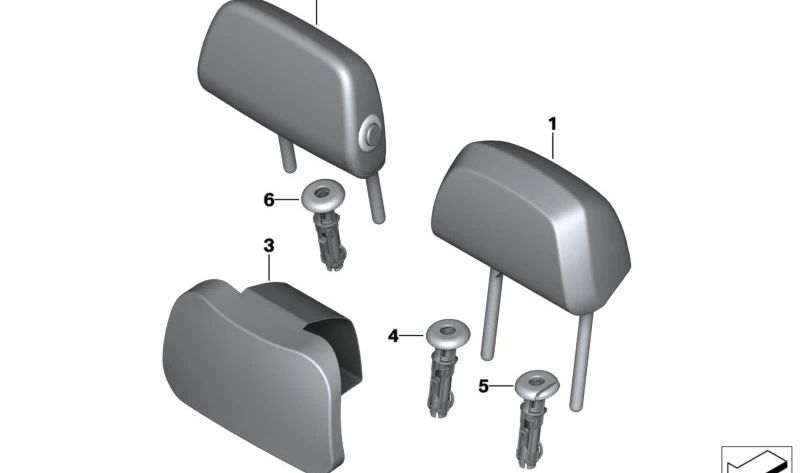 Rear Center Leather Folding Headrest for BMW G20, G21, G28, G08N (OEM 52205A05982). Original BMW.