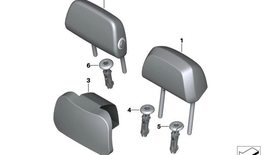 A apoio de cabeça de couro dobrável no centro traseiro do BMW G20, G21, G28, G08N (OEM 52205A05982). BMW original.