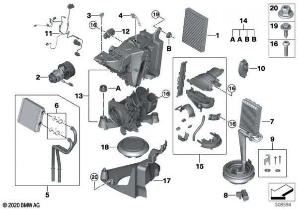 Intercambiador de calor OEM 64116844853 para BMW X7 G07, X7 G07 LCI y más. Original BMW.