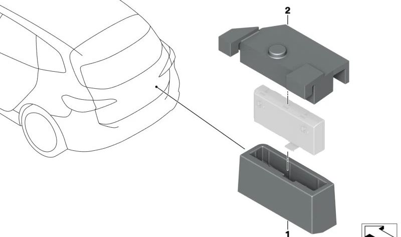 Soporte módulo de funciones portón trasero OEM 61357499308 para BMW U06, U10, U11, U25. Original BMW.