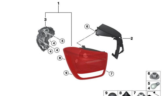 Piloto trasero izquierdo OEM 63217270095 para BMW Serie 1 F20, F21 (2010-2015). Original BMW.