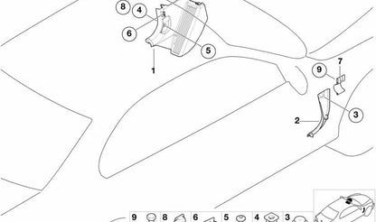 Panel lateral delantero derecho para BMW Serie 3 E46 (OEM 51438213946). Original BMW