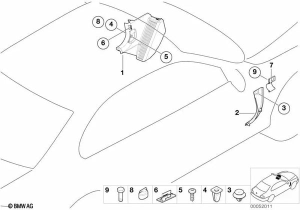 Revestimiento lateral delantero derecho para BMW Serie 3 E46 (OEM 51438213948). Original BMW.