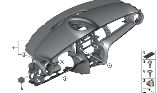 Tablero de instrumentos Head-Up Display OEM 51459349637 para MINI F56, F55, Cabrio F57. Original MINI.