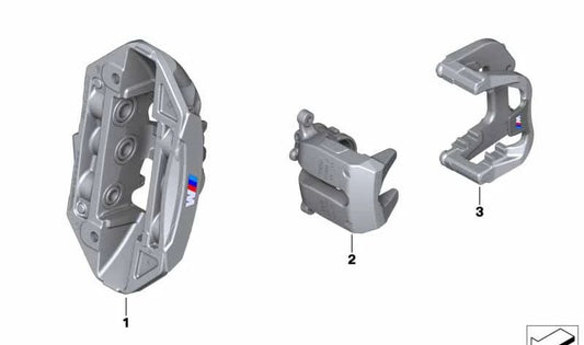 Pinza de freno delantera izquierda negra OEM 34118746867 para BMW G80 M3, G81, G82 M4, G83 M4, F90 M5, F91 M8, F92 M8, F93 M8. Original BMW.