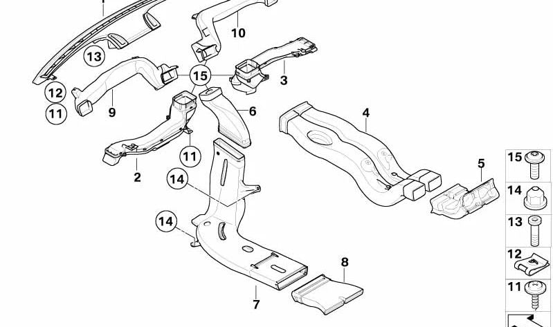Conducto de calefacción trasero derecho OEM 64226979730 para BMW E71. Original BMW.
