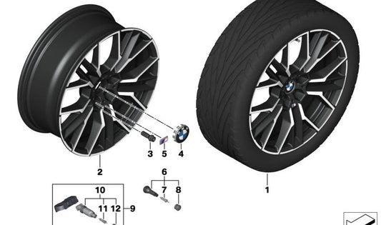 Jet black alloy wheels OEM 36115A07085 for BMW G14, G15, G16. Original BMW.