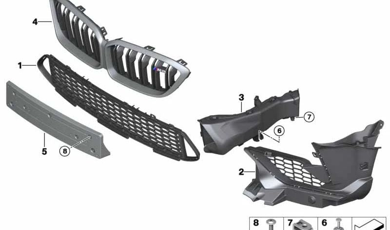 Rejilla parachoques delantero izquierda para BMW Série 2 F87N (OEM 51118073521). Original BMW