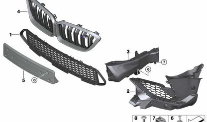 Rejilla parachoques delantero izquierda para BMW Série 2 F87N (OEM 51118073521). Original BMW