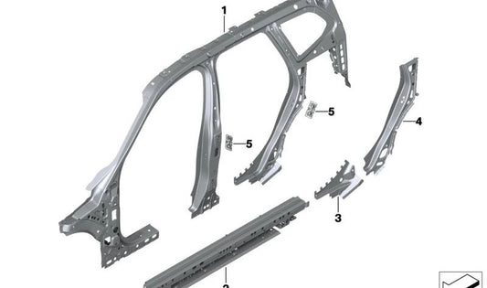 Refuerzo de umbral izquierdo OEM 41215A52CE1 para BMW U11, U10, U25. Original BMW.