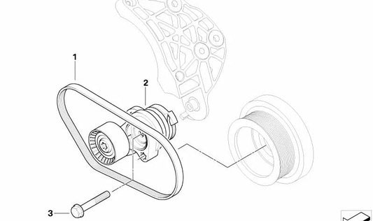 Correa acanalada del climatizador OEM 64557787898 para BMW E65. Original BMW.