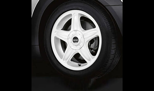 Llanta de aluminio 5 Star Blaster 103 blanca OEM 36116769410 para MINI R50, R53, R56, Clubman R55, Cabrio R52... y más. Original MINI.