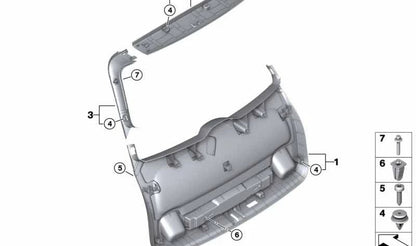 Revestimiento de tapa de portamaletas izquierdo OEM 51497389601 para MINI Countryman F60, F60 LCI. Original MINI.