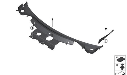 Tapa cubreparabrisas derecha OEM 51717387574 para BMW i3 I12 e i8 I15. Compatible con modelos I12 (2014-2020) e I15 (2018-2020). Pieza original BMW.