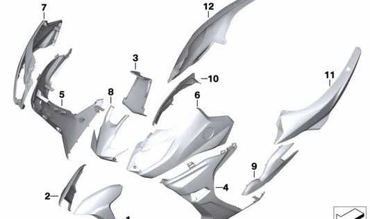 Parte laterale della carenatura anteriore sinistra OEM 46638560823 per moto BMW C 600 Sport, C 650 Sport. BMW Motorrad originale.