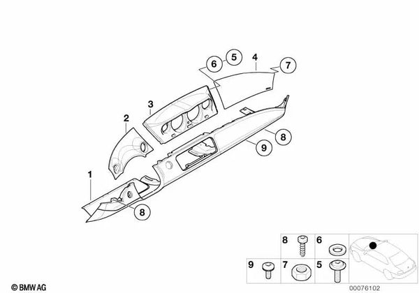 Blende de Tablero de Instrumentos para BMW E52 (OEM 51457026262). Original BMW.